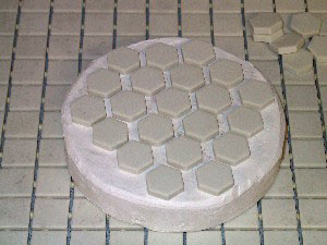 Tiles layed out on tool