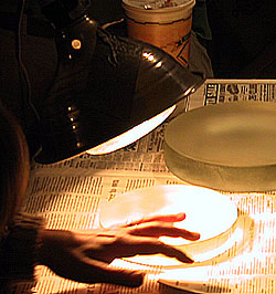 Warning with heat lamp